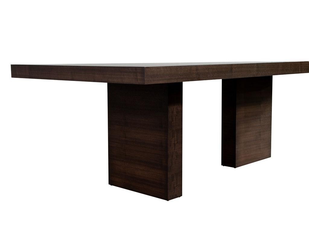 Custom Modern Walnut Dining Table with Column Pedestals by Carrocel For Sale 12