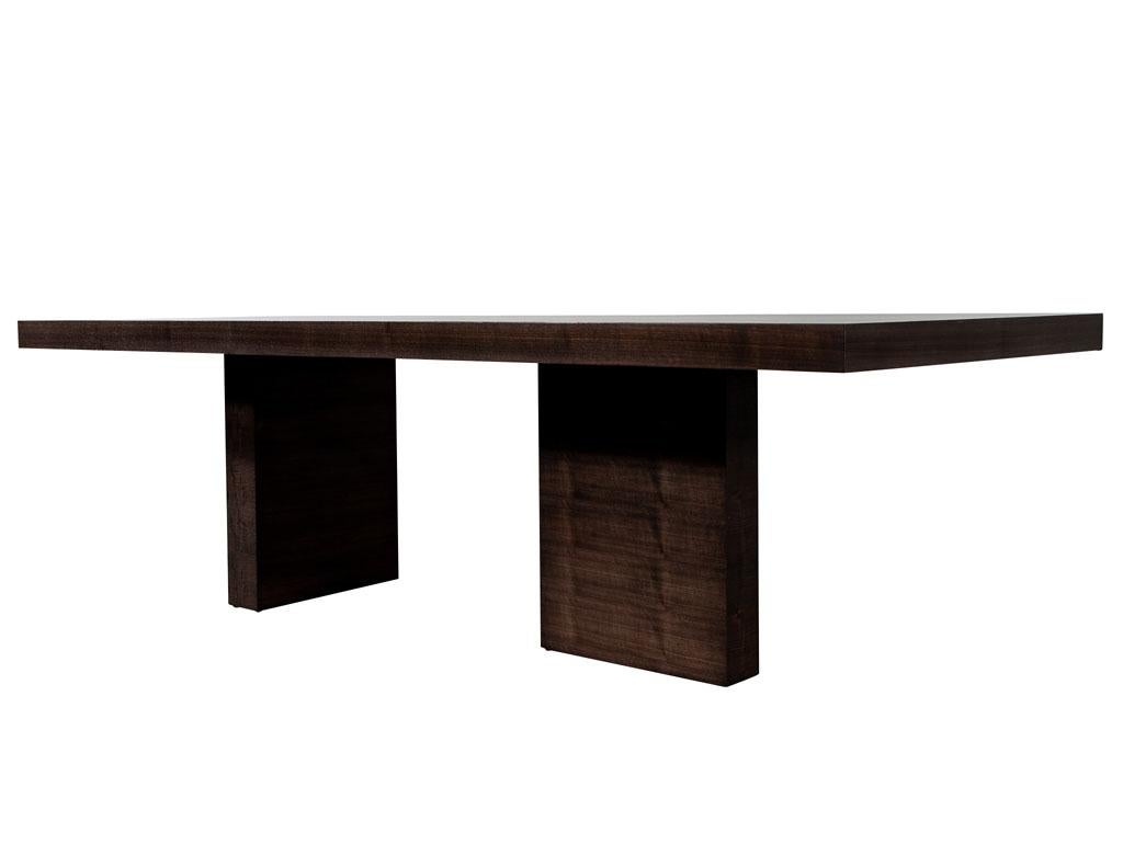 Custom Modern Walnut Dining Table with Column Pedestals by Carrocel For Sale 13