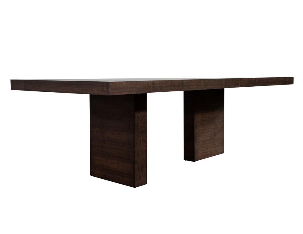 Custom Modern Walnut Dining Table with Column Pedestals by Carrocel For Sale 15