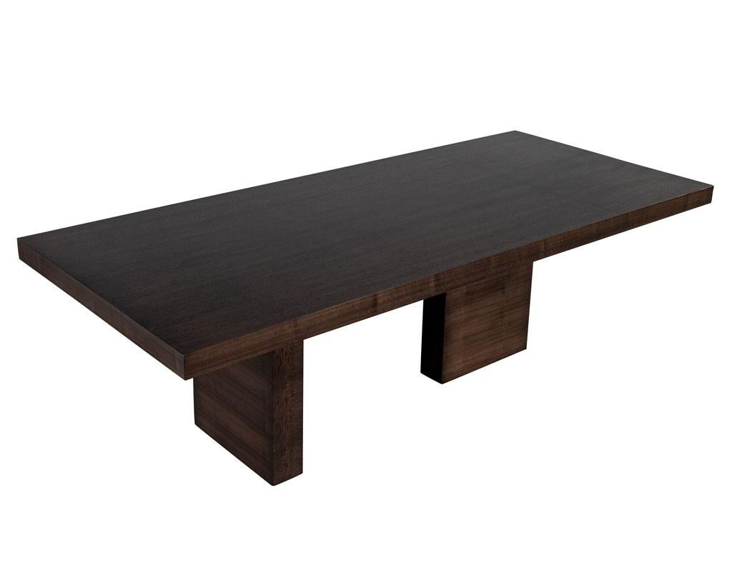Canadian Custom Modern Walnut Dining Table with Column Pedestals by Carrocel For Sale