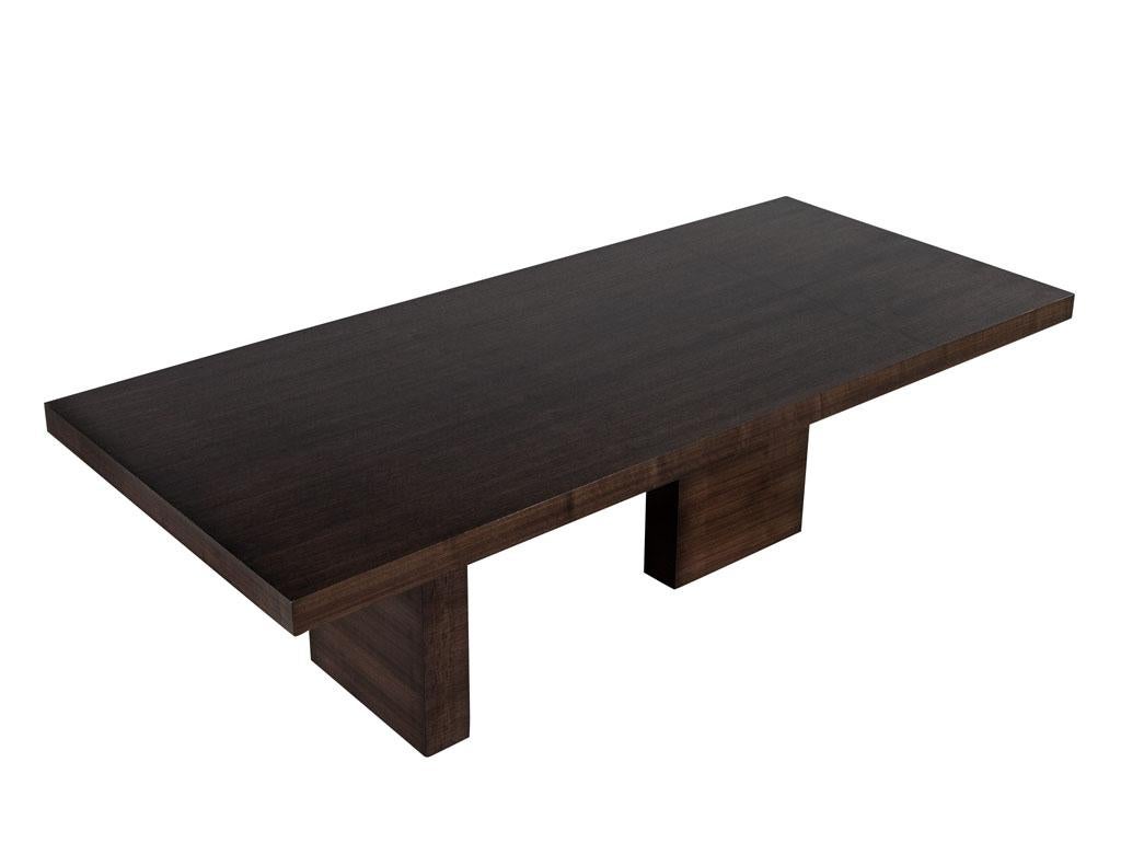 Custom Modern Walnut Dining Table with Column Pedestals by Carrocel In New Condition For Sale In North York, ON