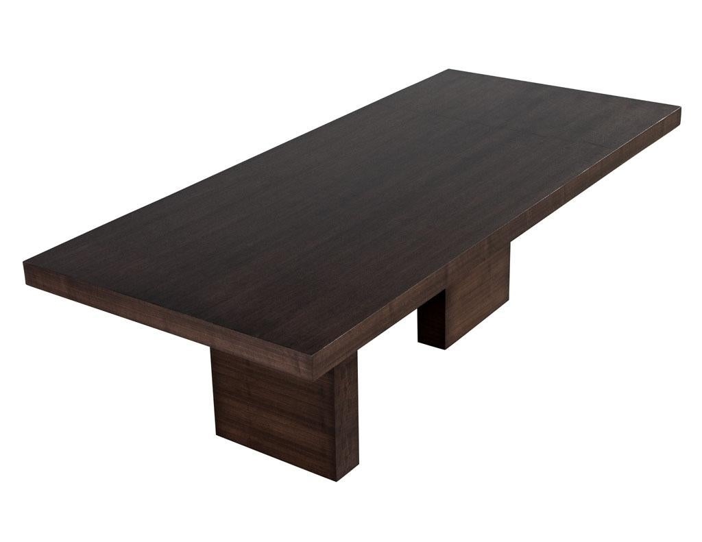 Contemporary Custom Modern Walnut Dining Table with Column Pedestals by Carrocel For Sale