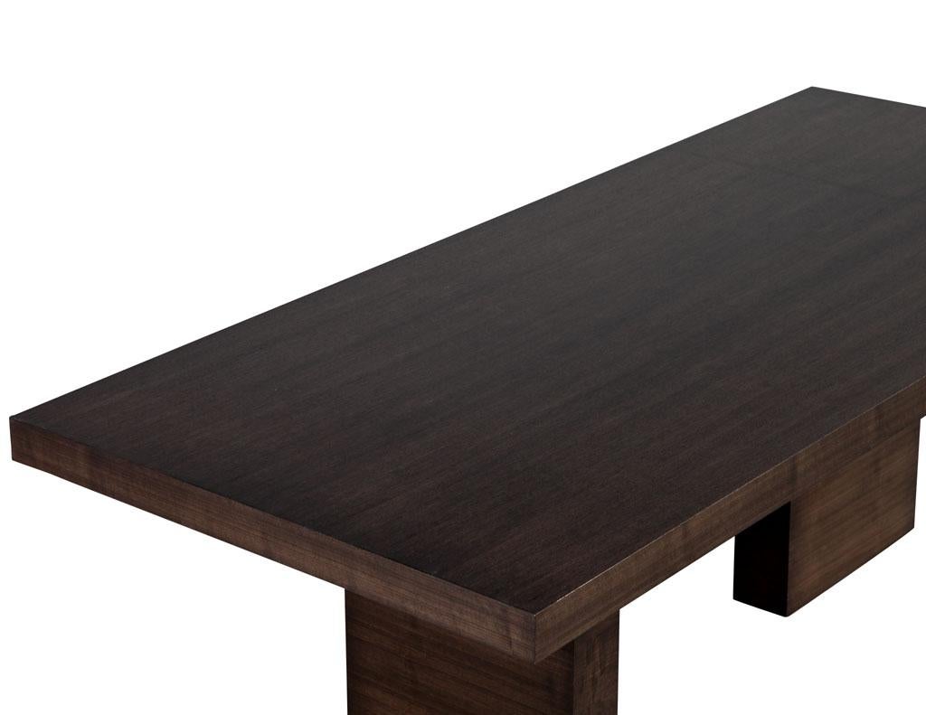 Custom Modern Walnut Dining Table with Column Pedestals by Carrocel For Sale 1