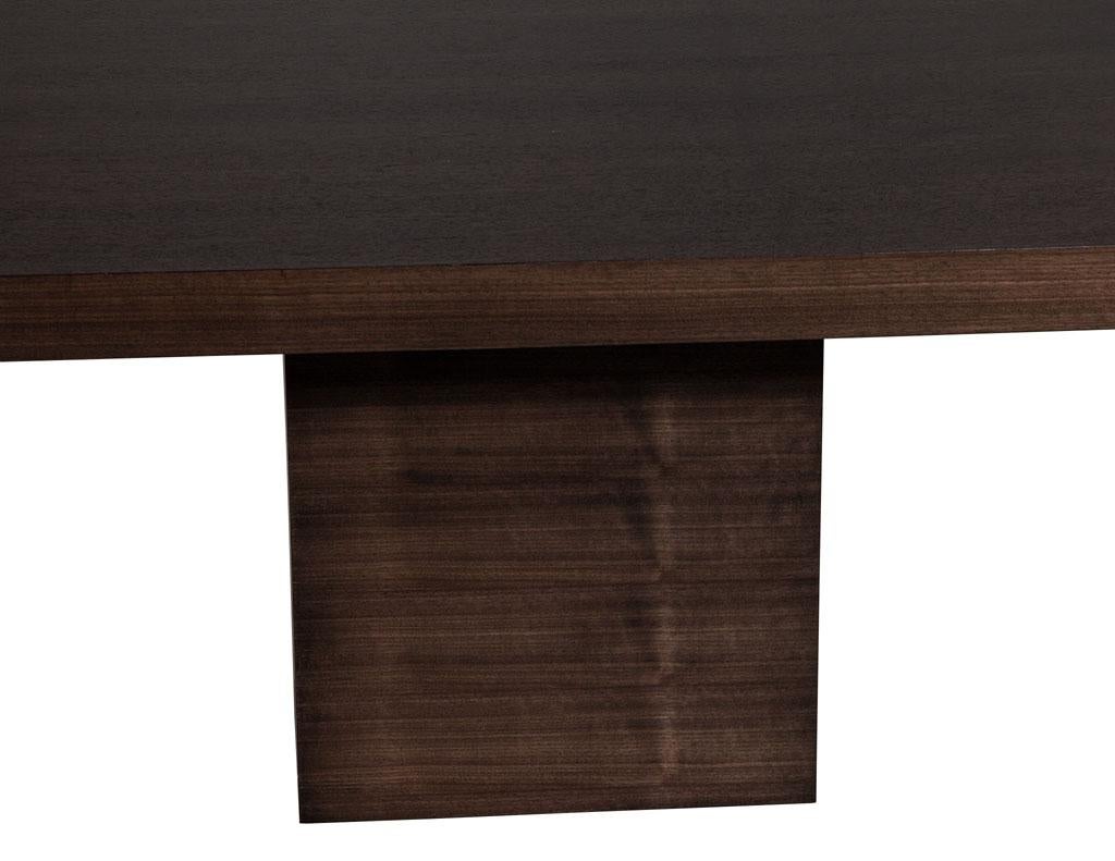 Custom Modern Walnut Dining Table with Column Pedestals by Carrocel For Sale 2