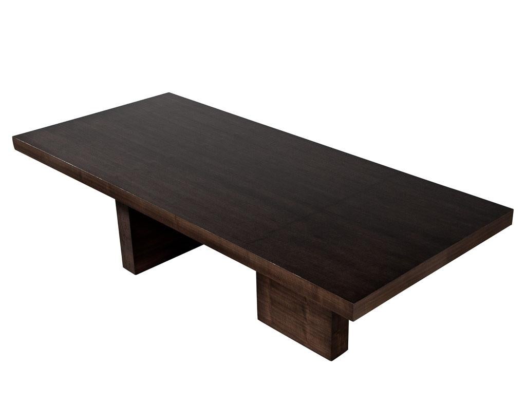 Custom Modern Walnut Dining Table with Column Pedestals by Carrocel For Sale 3