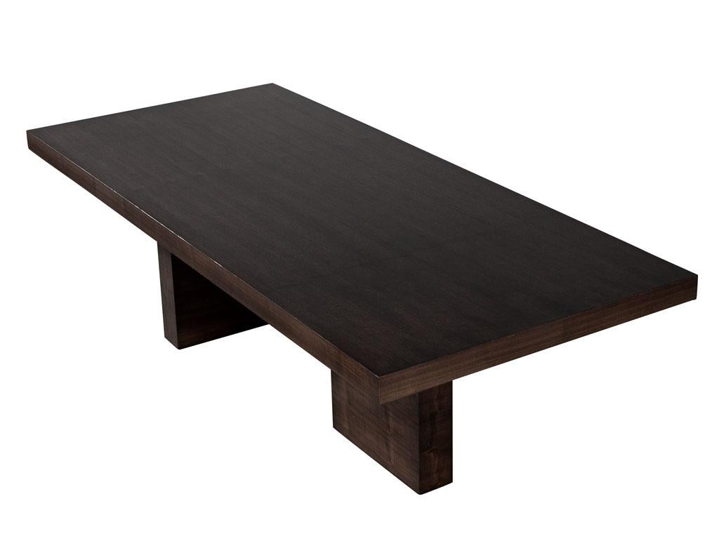 Custom Modern Walnut Dining Table with Column Pedestals by Carrocel For Sale 4