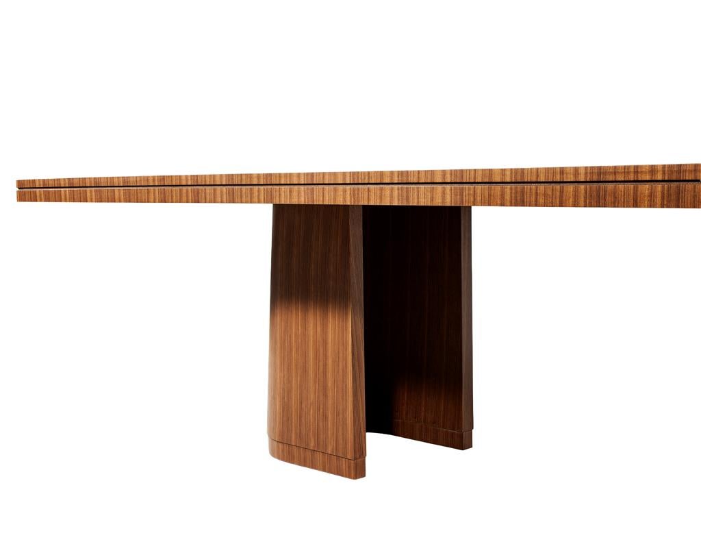 Custom Modern Walnut Dining Table with Curved Pedestal Design For Sale 8
