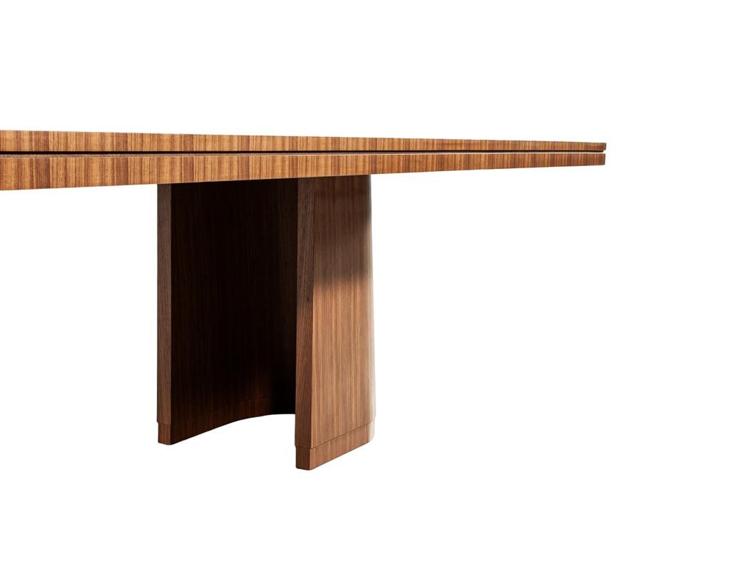 Custom Modern Walnut Dining Table with Curved Pedestal Design For Sale 9
