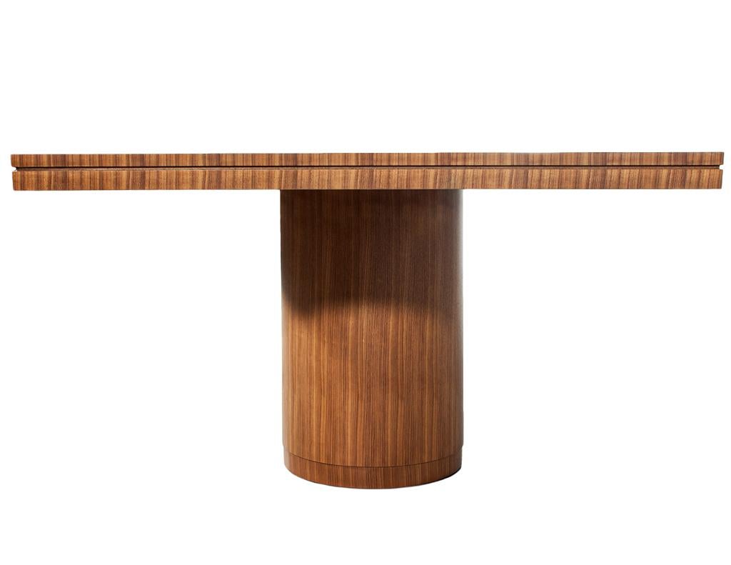 Custom Modern Walnut Dining Table with Curved Pedestal Design For Sale 10