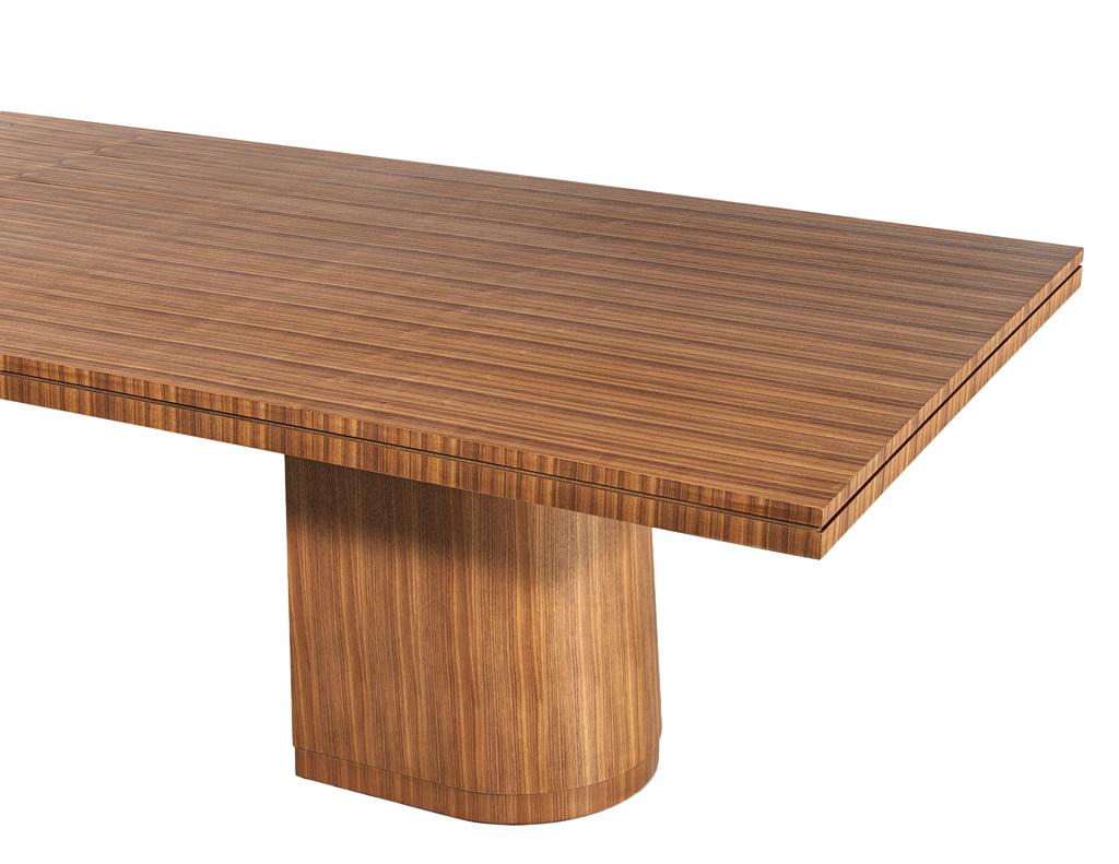 Custom Modern Walnut Dining Table with Curved Pedestal Design For Sale 11