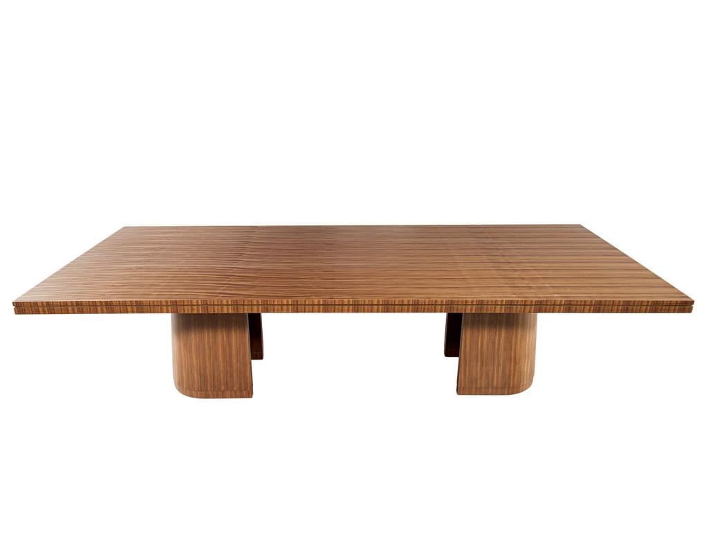 Custom Modern Walnut Dining Table with Curved Pedestal Design For Sale 12