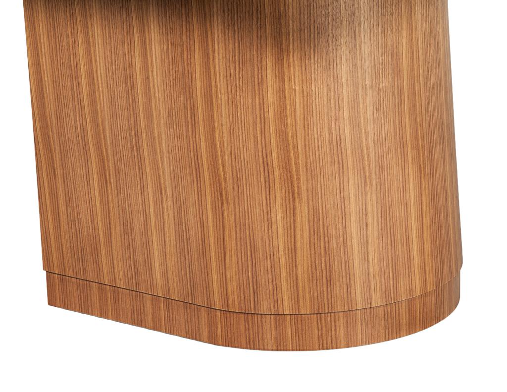 Custom Modern Walnut Dining Table with Curved Pedestal Design For Sale 3