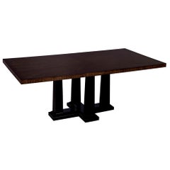 Custom Modern Walnut Dining Table with Sunburst Top