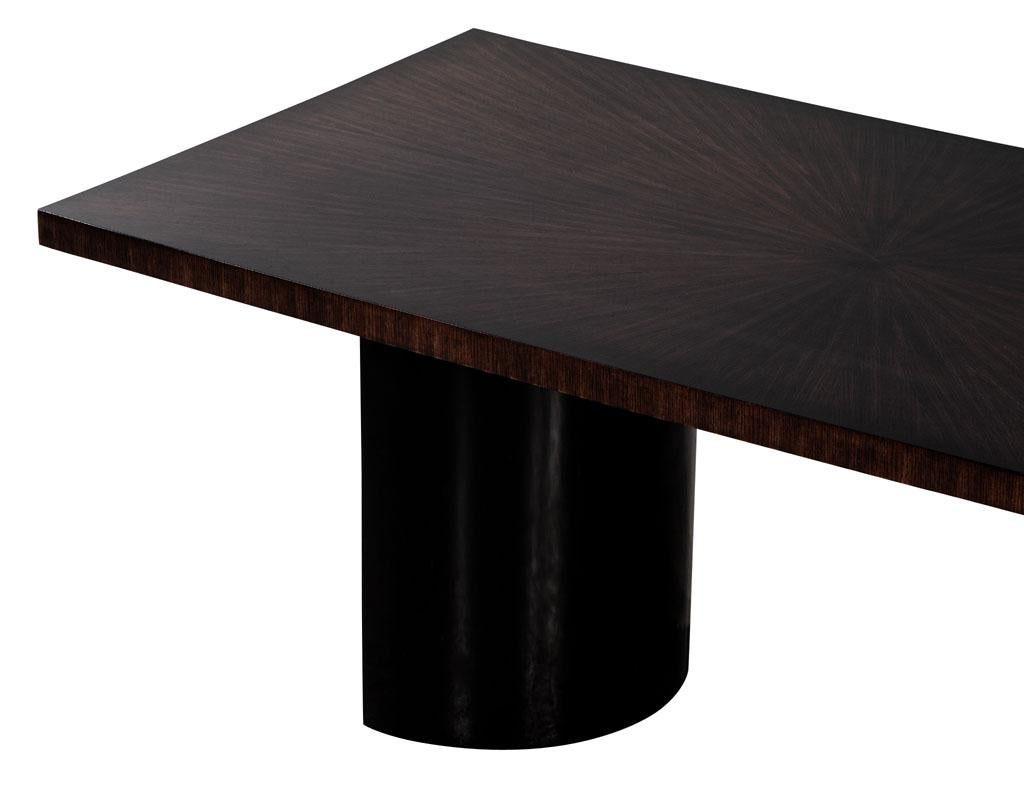 Custom Modern Walnut Starburst Dining Table with Black Curved Pedestals For Sale 2