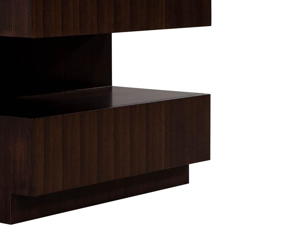Custom Modern Walnut Two Tier Nightstands End Tables For Sale 7