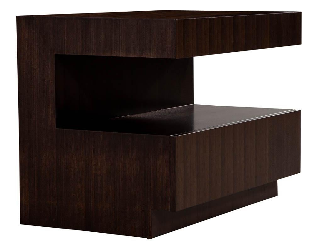 Custom Modern Walnut Two Tier Nightstands End Tables For Sale 8