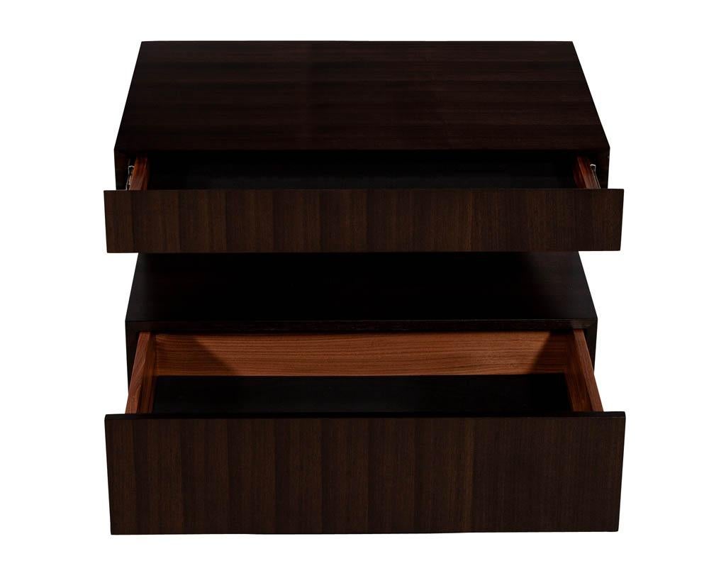 Custom Modern Walnut Two Tier Nightstands End Tables For Sale 1