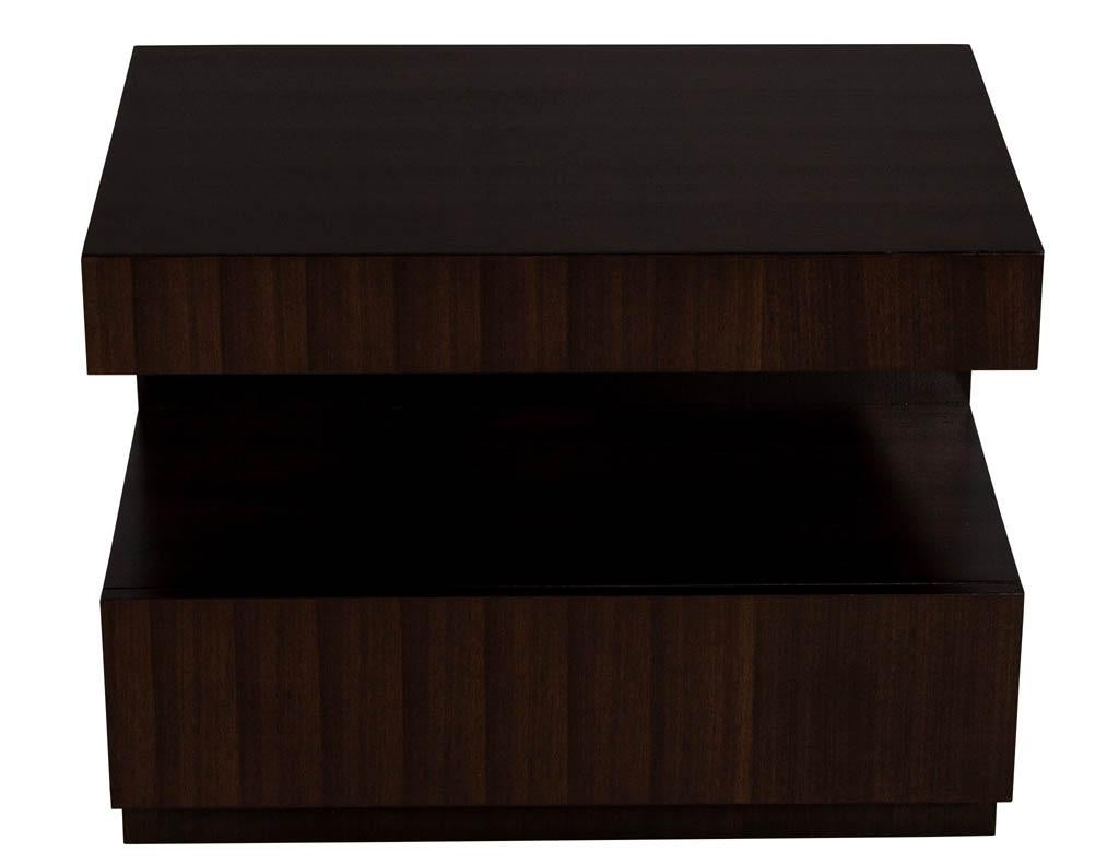 Custom Modern Walnut Two Tier Nightstands End Tables For Sale 2