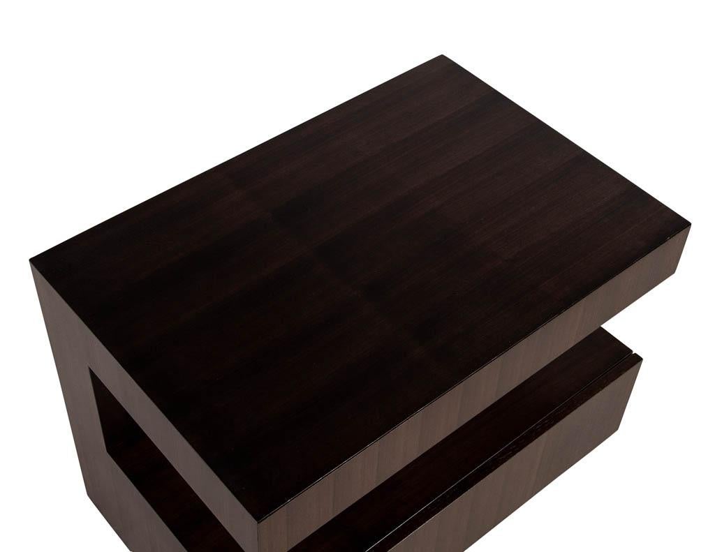 Custom Modern Walnut Two Tier Nightstands End Tables For Sale 4