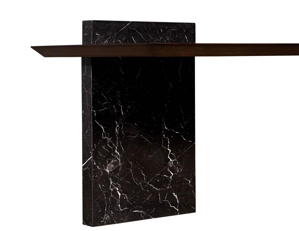 Custom Modern Waterfall Desk with Marble Accent For Sale 2