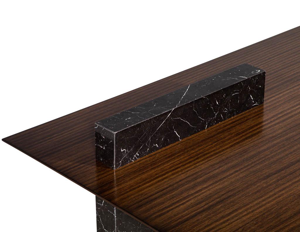 Custom Modern Waterfall Desk with Marble Accent For Sale 3