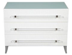 Custom Modern White Chests with Ribbed Facade