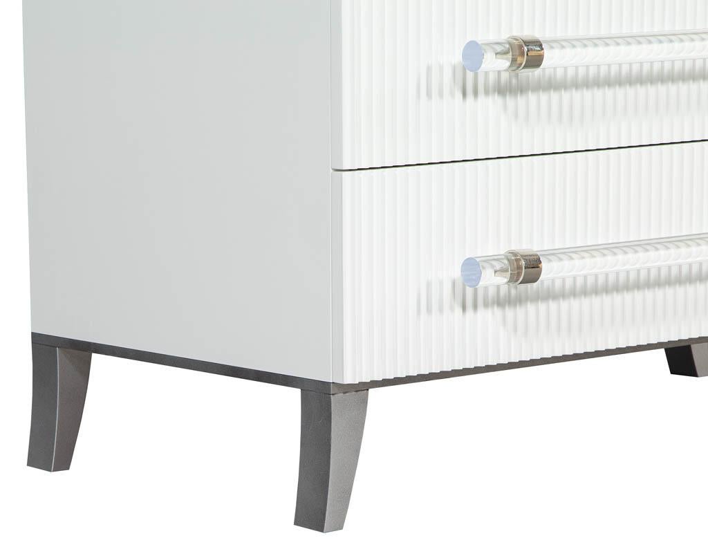 Custom Modern White Chests with Ribbed Facade For Sale 1