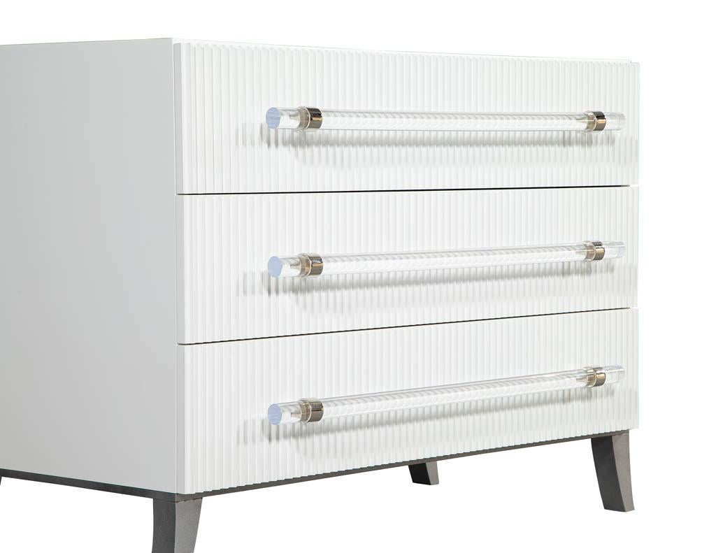 Custom Modern White Chests with Ribbed Facade For Sale 2