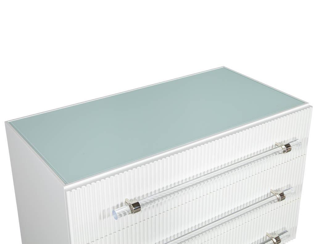 Custom Modern White Chests with Ribbed Facade For Sale 3