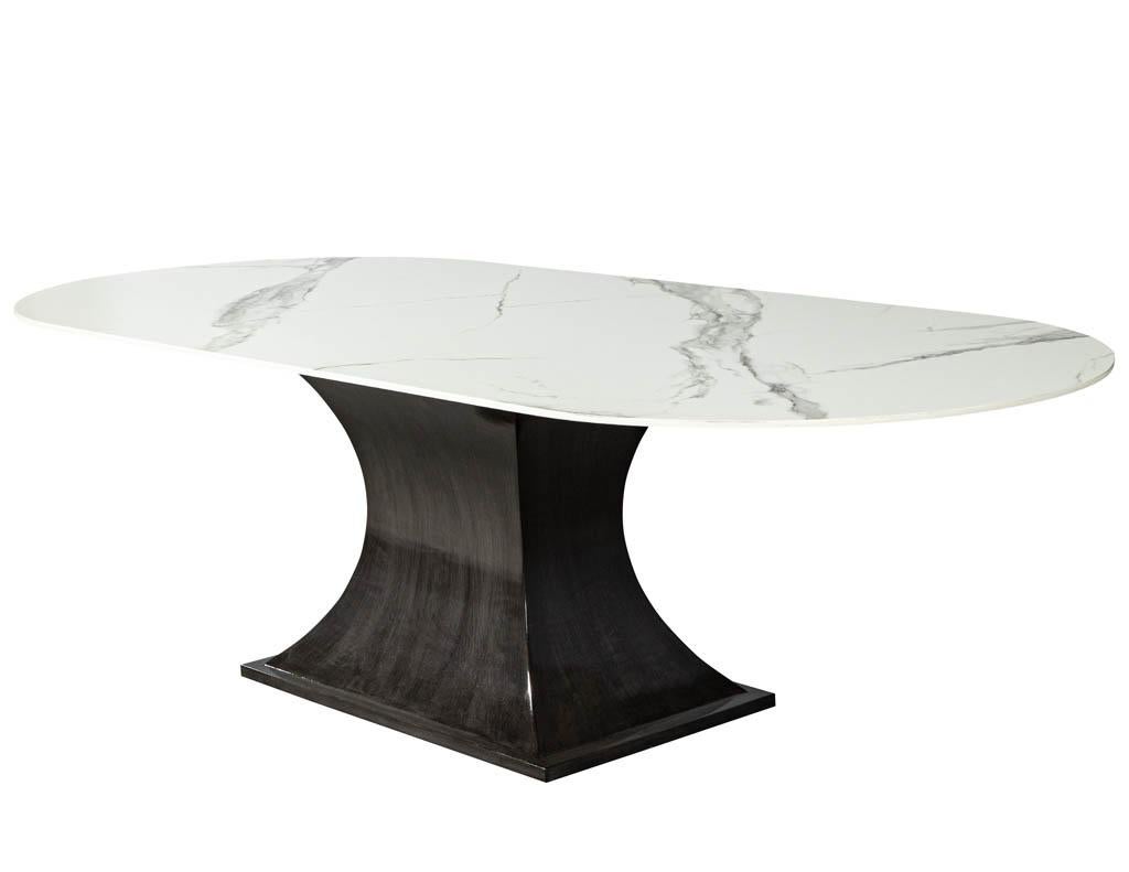 Metal Custom Modern White Porcelain Dining Table by Carrocel