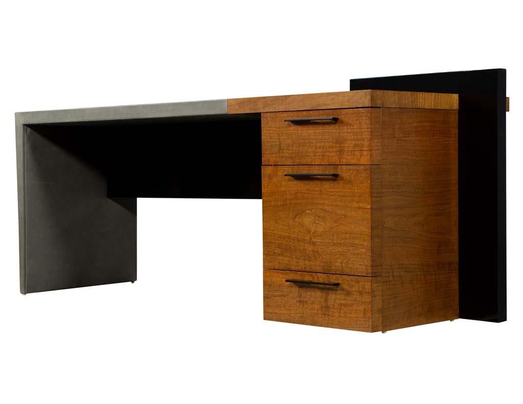 Custom Modern Wrapped Desk with Walnut Case by Carrocel 4