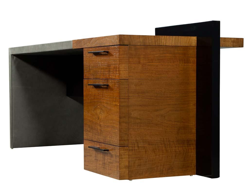 Custom Modern Wrapped Desk with Walnut Case by Carrocel 5