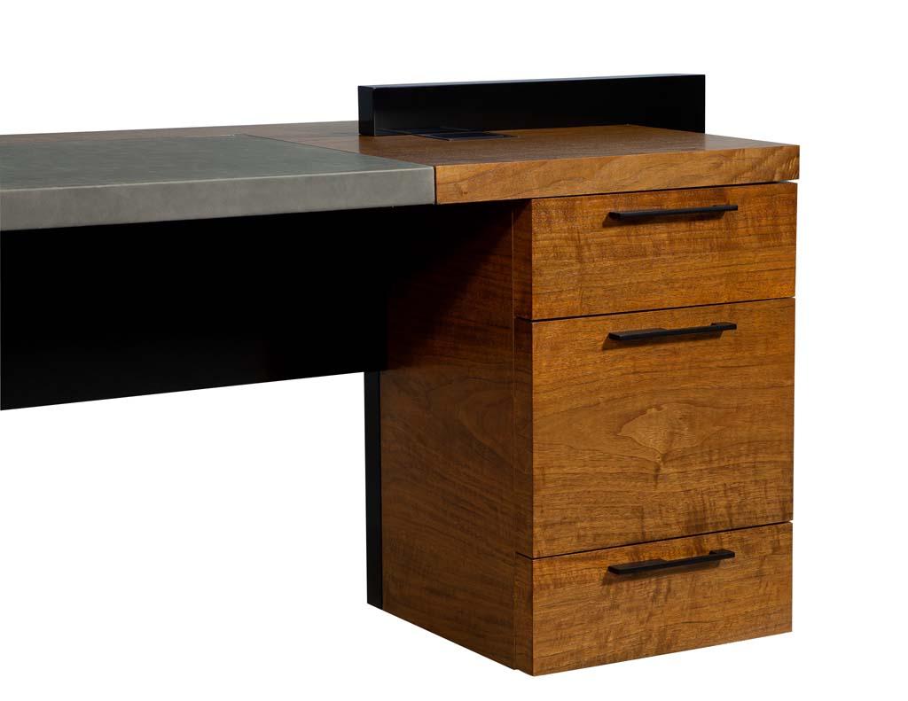 Custom Modern Wrapped Desk with Walnut Case by Carrocel 2