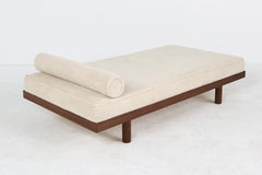 Custom Modernist Daybed in Solid Pinewood and Teddy Fur Fabric, Prototype Sofa