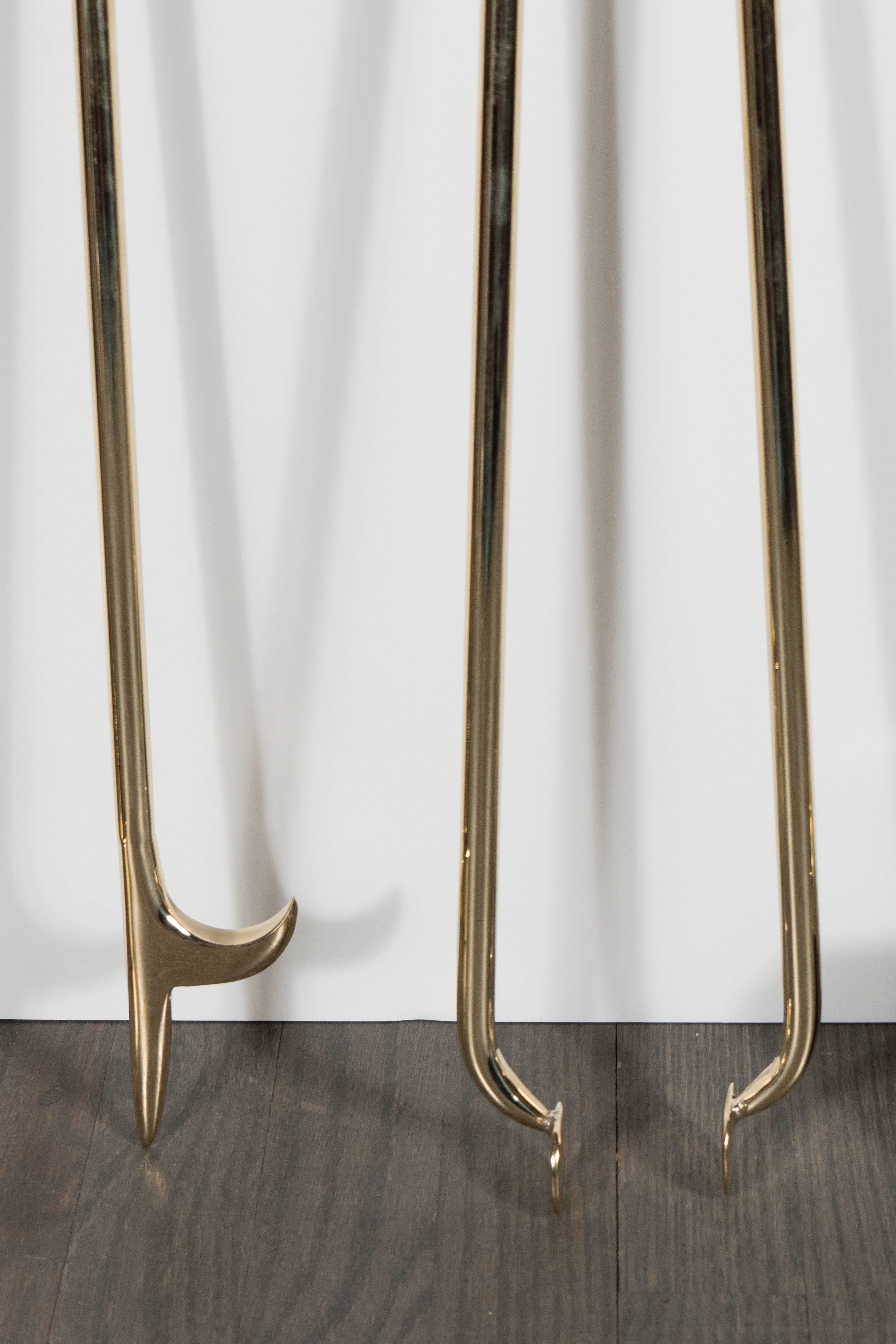Brass Custom Modernist Four-Piece Fire Tool Set in Oil Rubbed Bronze