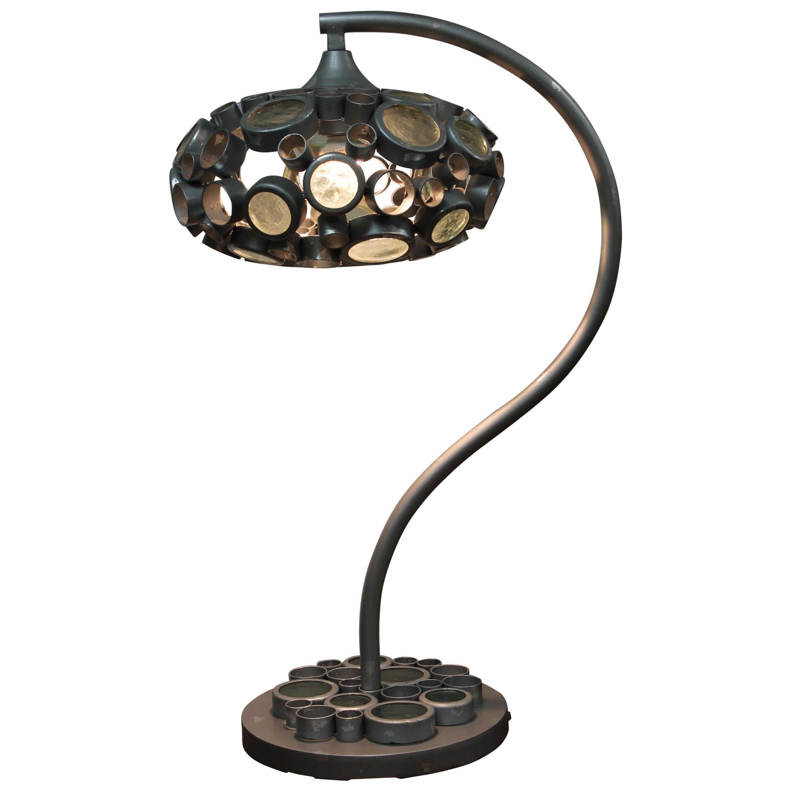 Custom Modernist Glass and Steel Lamp
