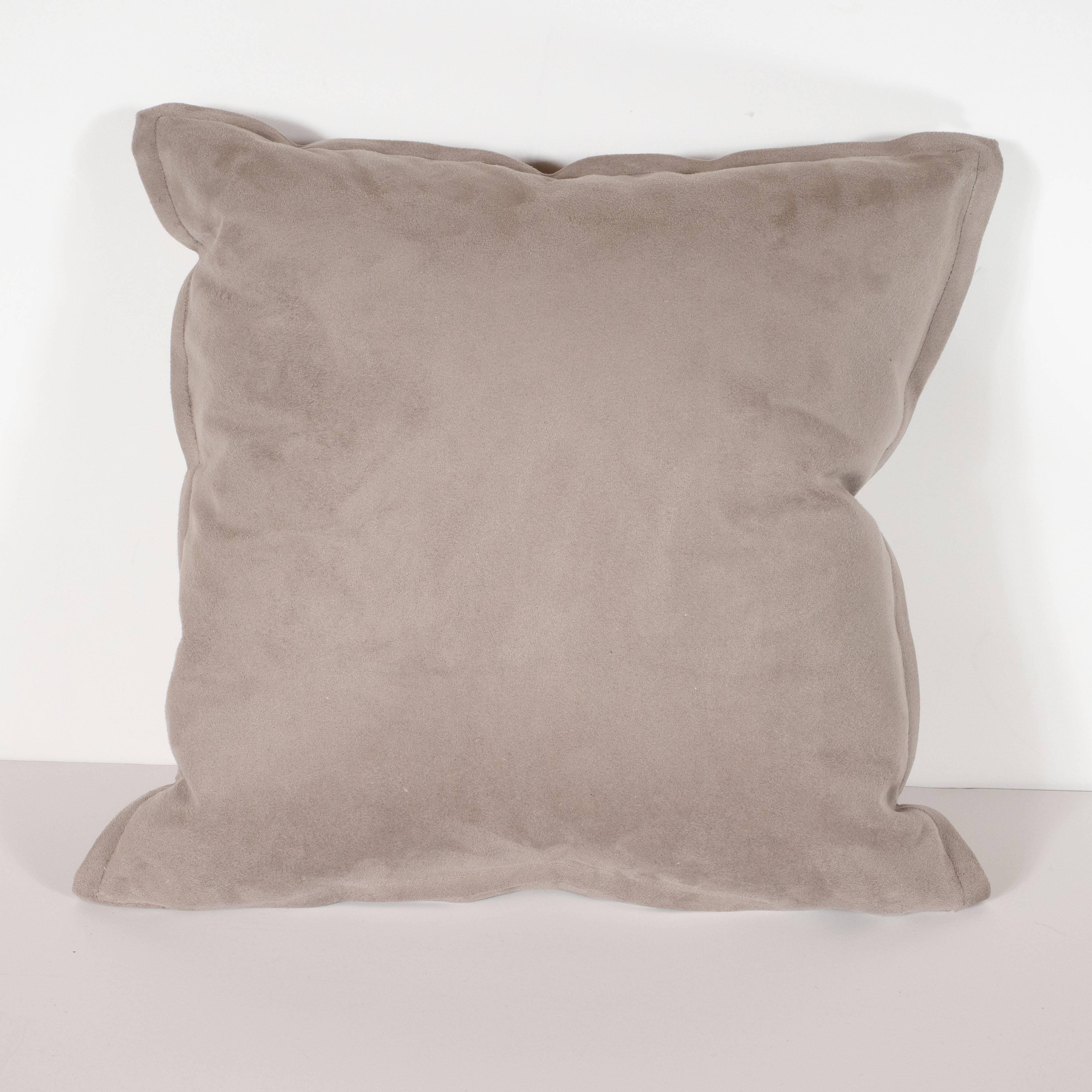 Fur Custom Modernist Horsehide and Ultra Suede Banded Pillows in Metallic Tones