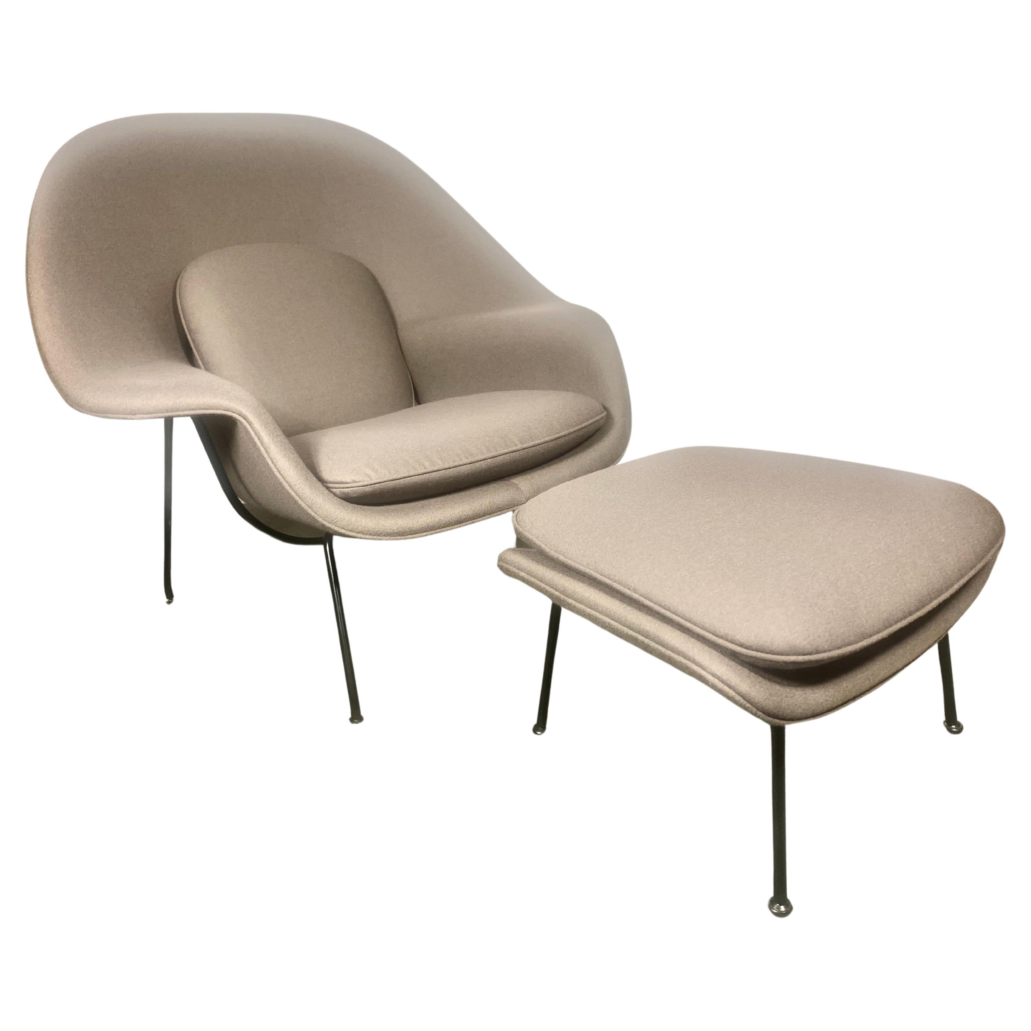 Custom Modernist KNOLL Womb Chair and Ottoman by Eero Saarinen