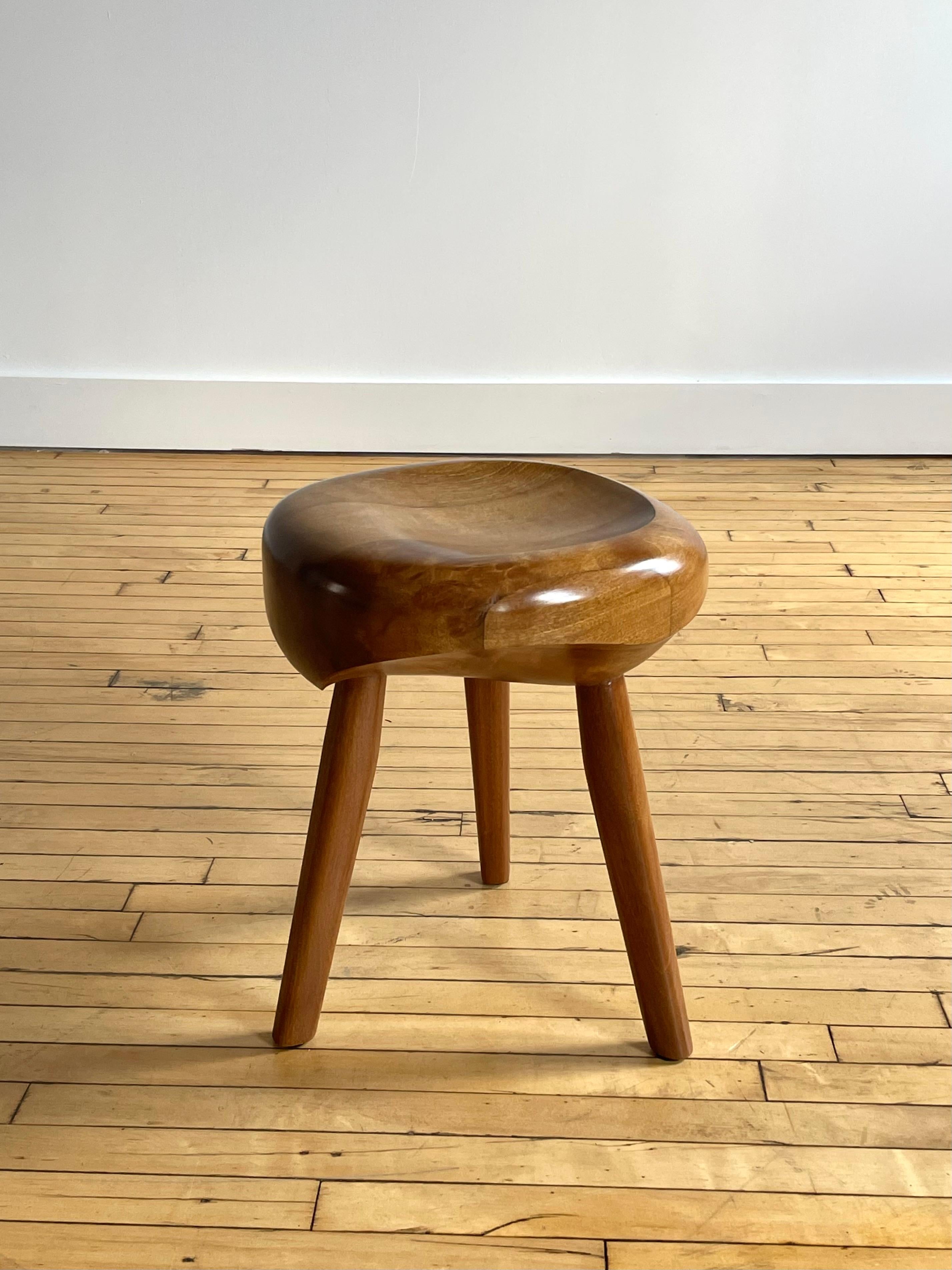 Hardwood Custom Modernist Sculptural Stool For Sale