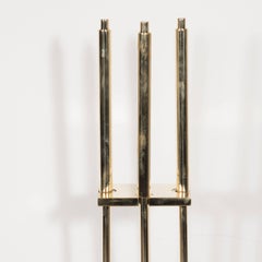 Custom Modernist Three-Piece Brass Fire Tools Set