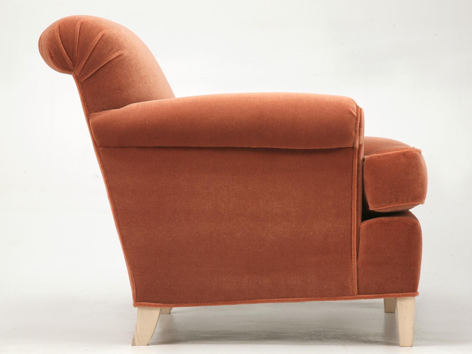 American Custom Mohair Armchair Handmade in Our Chicago Workshop For Sale