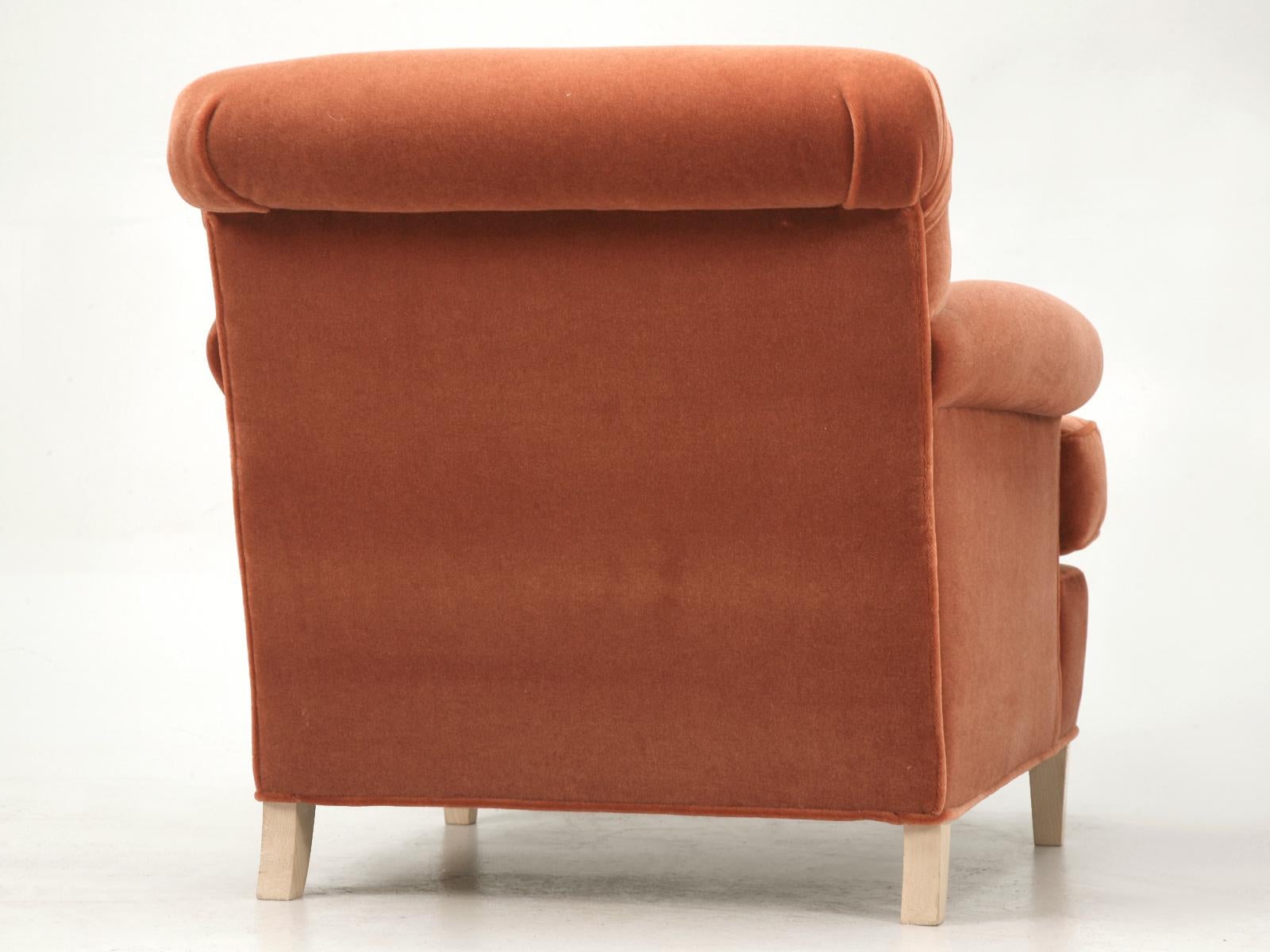 Contemporary Custom Mohair Armchair Handmade in Our Chicago Workshop For Sale