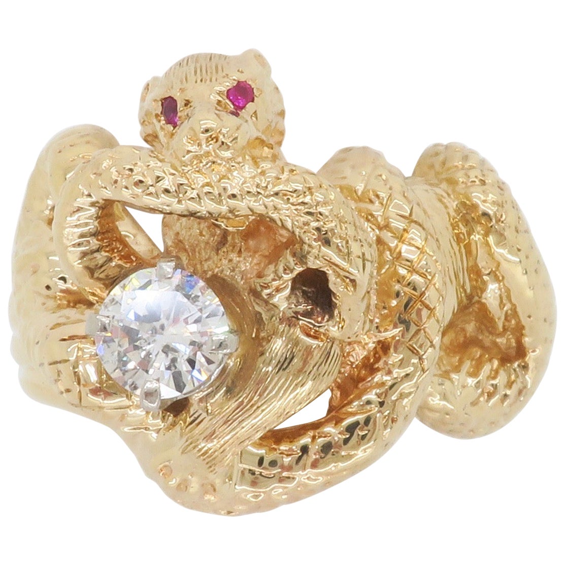 Custom Mongoose 
Snake Ring Made with a Diamond 
Rubies