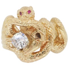 Custom Mongoose 
Snake Ring Made with a Diamond 
Rubies