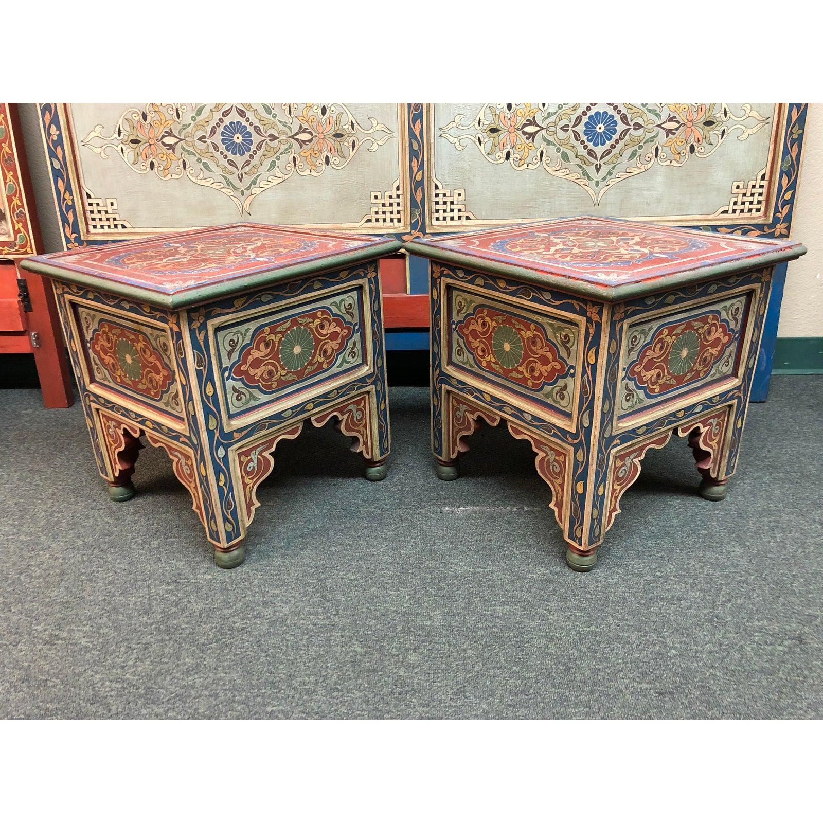 Custom Monumental Moroccan Queen Bed Frame and Nightstands For Sale 11