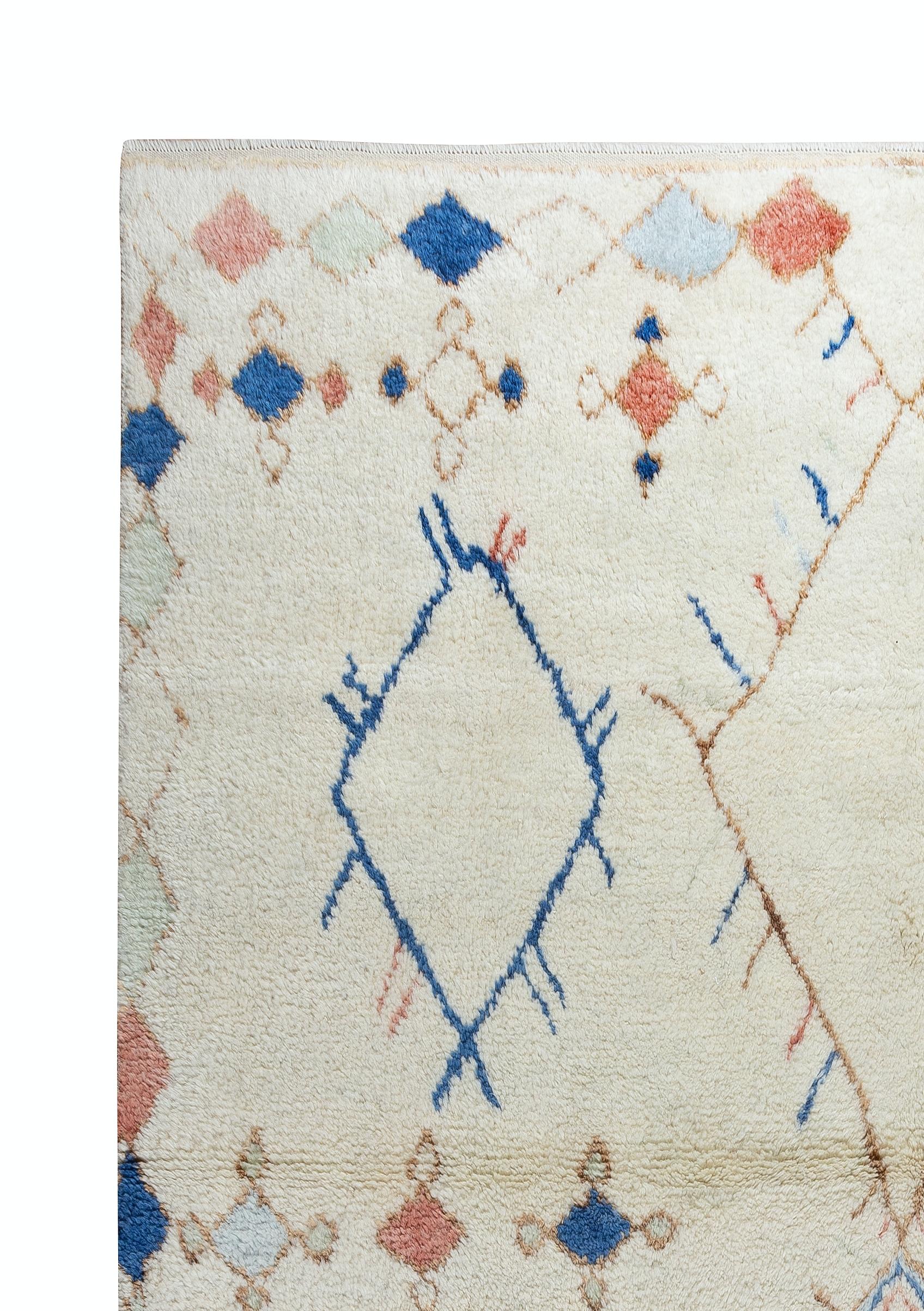 Maßgefertigter marokkanischer Tulu-Teppich aus Berber, 100 % weiche, gemütliche Wolle, moderner handgeknüpfter Teppich (Marokkanisch) im Angebot