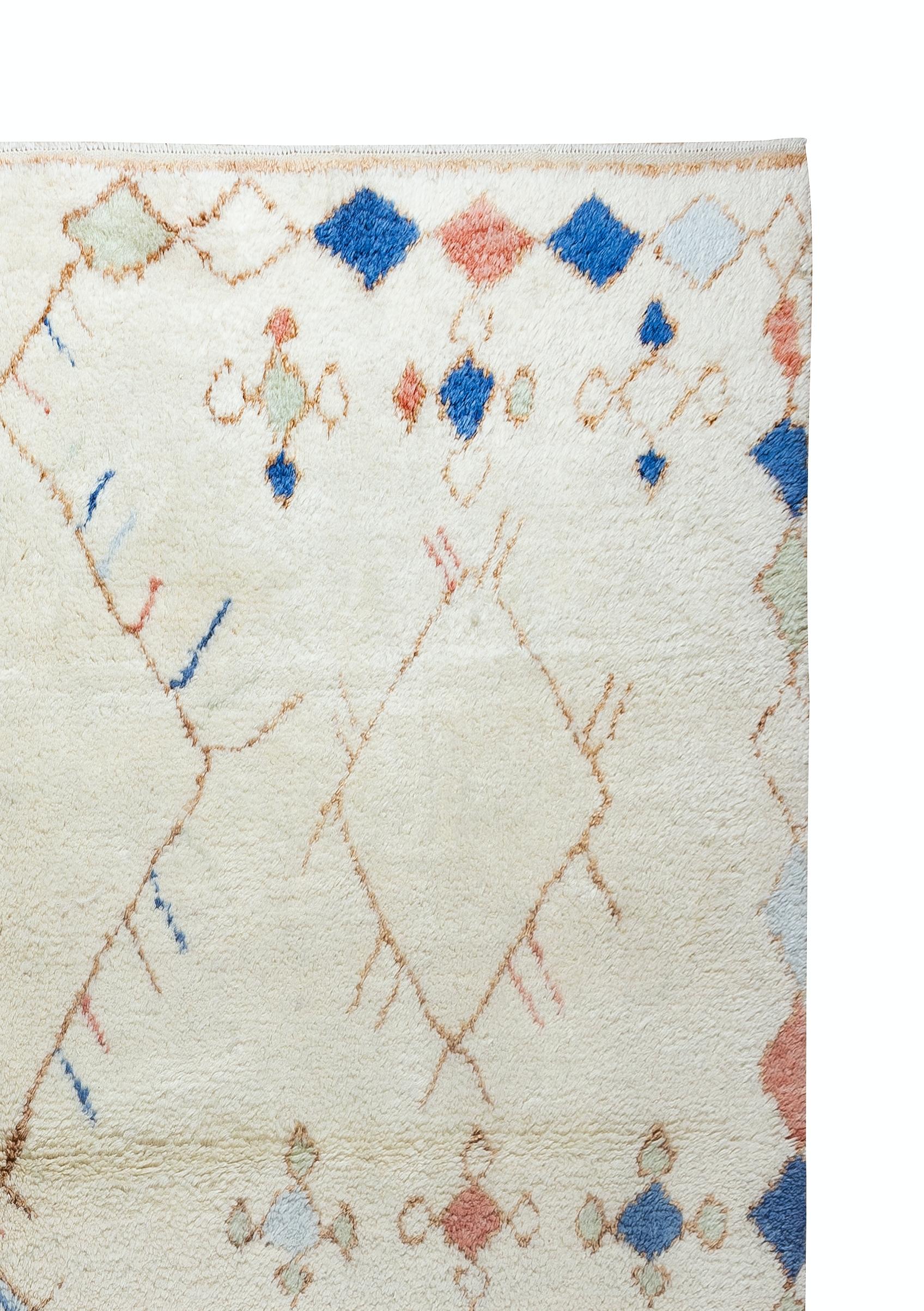 Maßgefertigter marokkanischer Tulu-Teppich aus Berber, 100 % weiche, gemütliche Wolle, moderner handgeknüpfter Teppich (Handgeknüpft) im Angebot