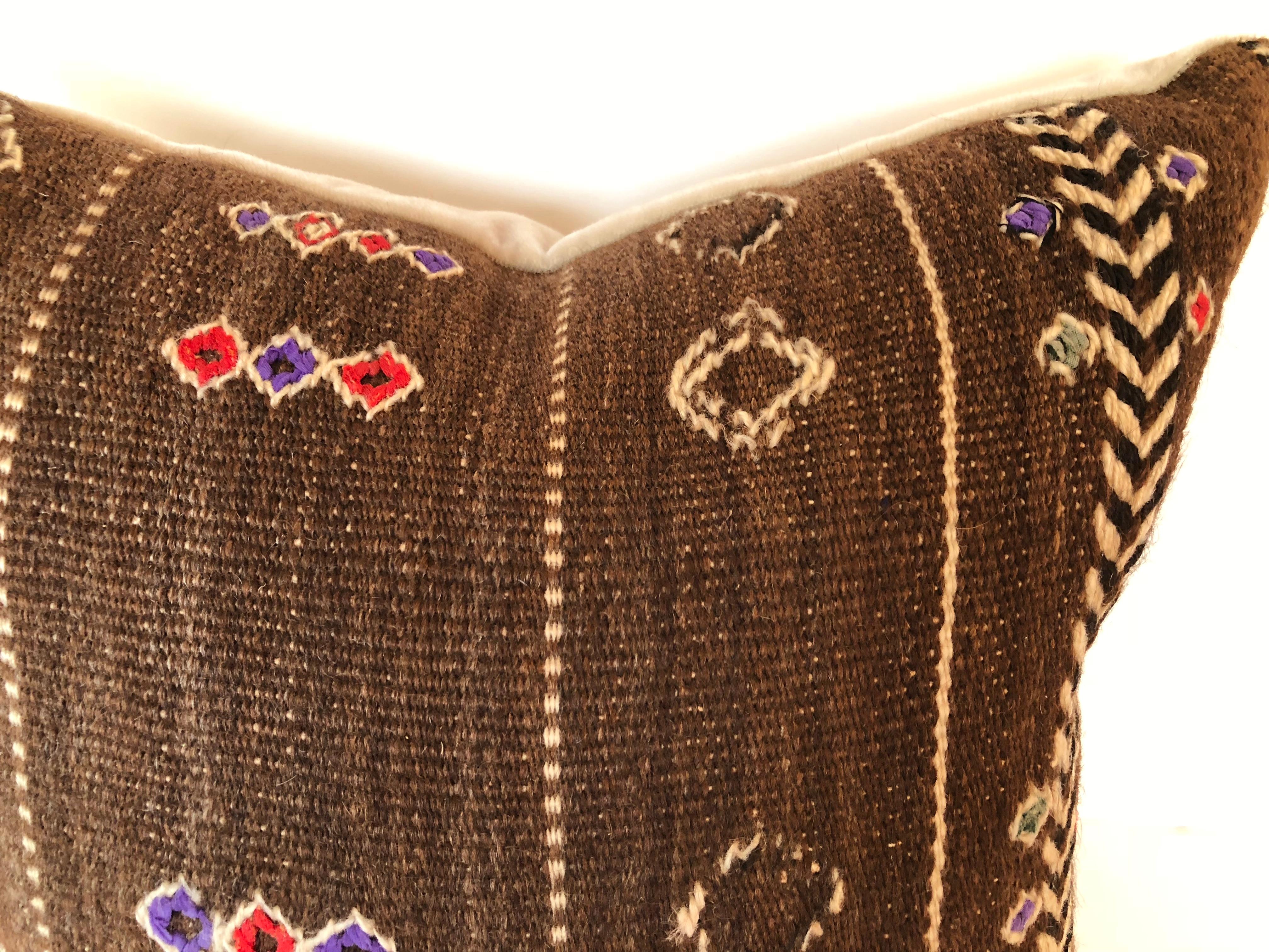 20th Century Custom Pillows by Maison Suzanne Cut From a Vintage Moroccan Wool Ourika Rug For Sale