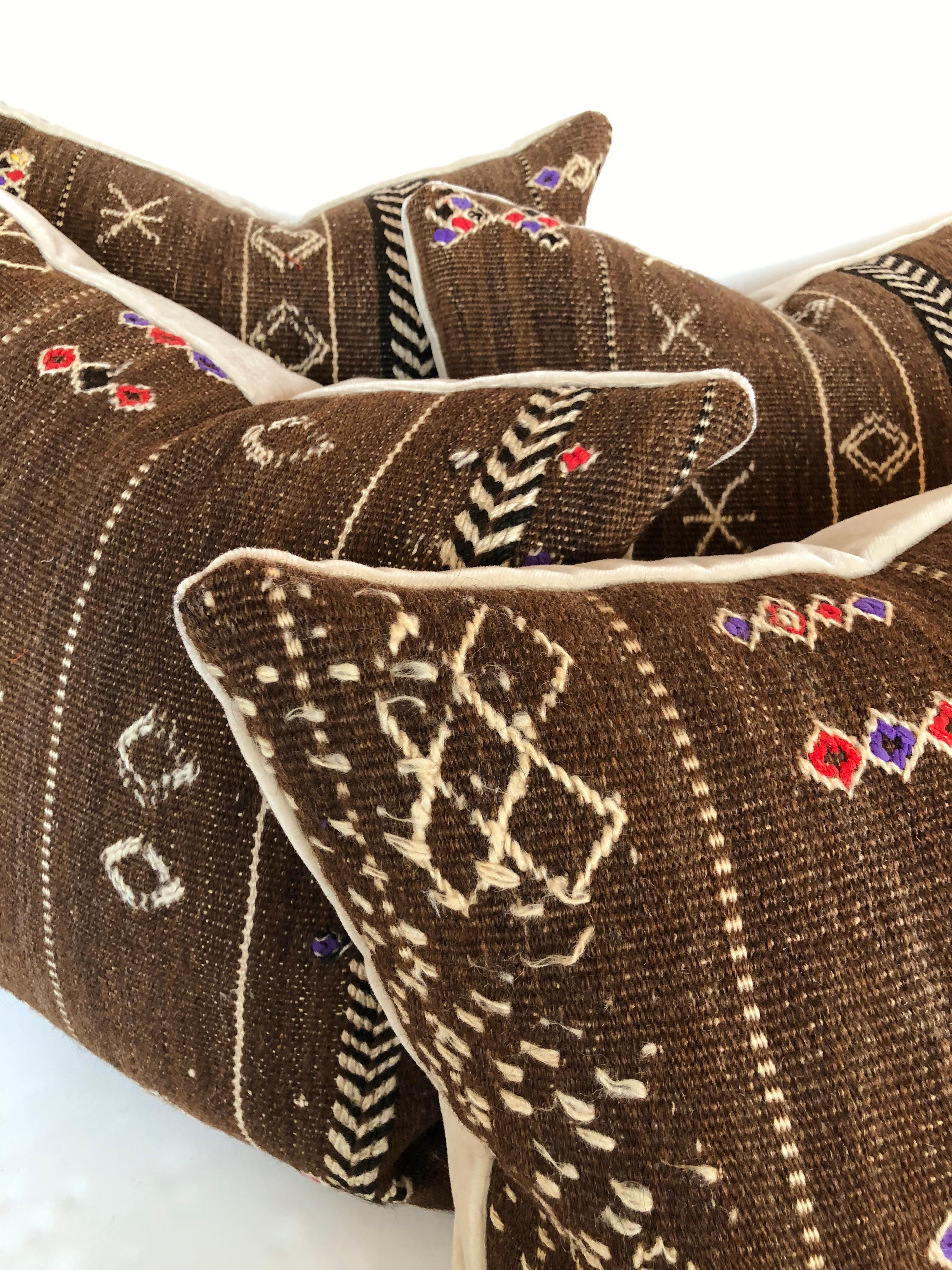 Custom Pillows by Maison Suzanne Cut From a Vintage Moroccan Wool Ourika Rug For Sale 1