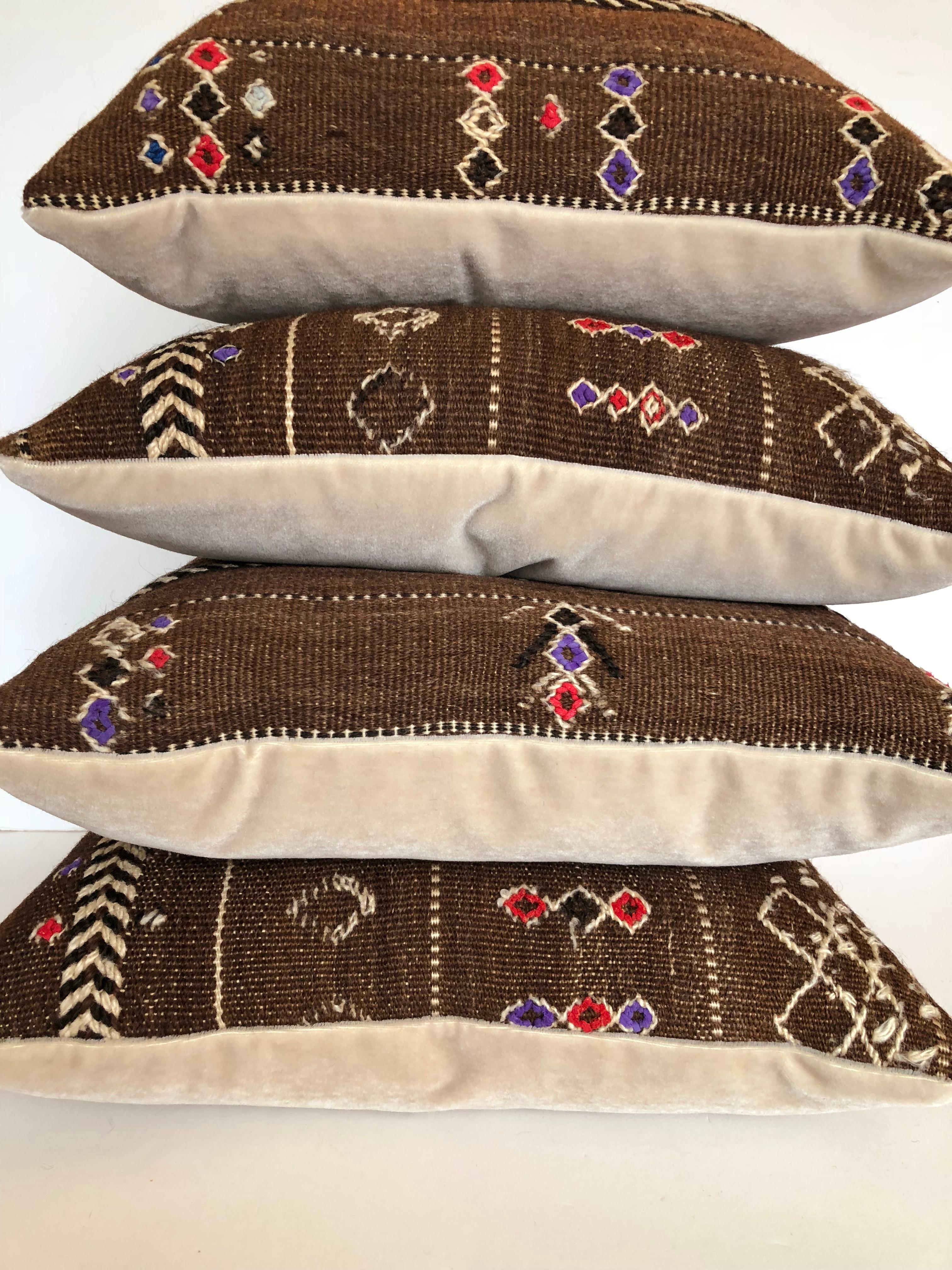 Custom Pillows by Maison Suzanne Cut From a Vintage Moroccan Wool Ourika Rug For Sale 2